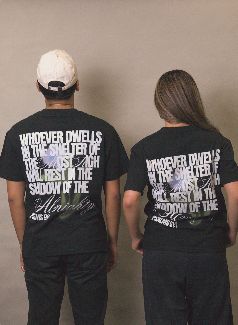 Black Unisex Psalms 91:1 Tee